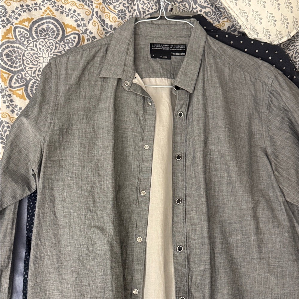 The Kooples Men Gray Button-Up Shirt - size L